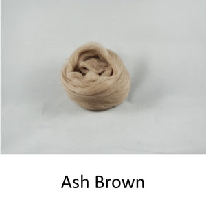 Wool top, Merino 21 micron, Colour: Ash Brown