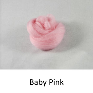 Wool top, Merino 21 micron, Colour: Baby Pink
