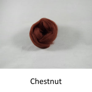 Wool top, Merino 21 micron, Colour: Chestnut