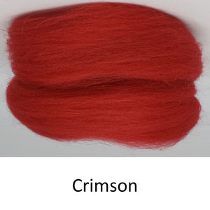 Wool top, Merino 21 micron, Colour: Crimson