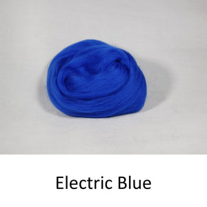 Wool top, Merino 21 micron, Colour: Electric Blue