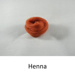 Wool top, Merino 21 micron, Colour: Henna