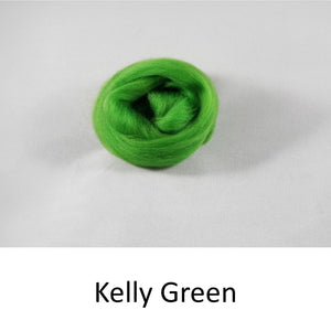 Wool top, Merino 21 micron, Colour: Kelly Green