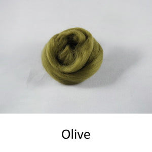 Wool top, Merino 21 micron, Colour: Olive