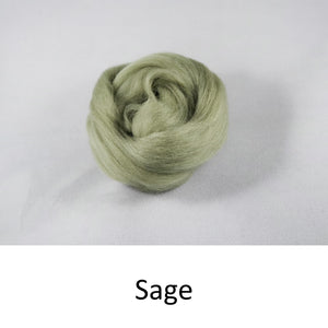 Wool top, Merino 21 micron, Colour: Sage