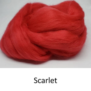 Wool top, Merino 21 micron, Colour: Scarlet