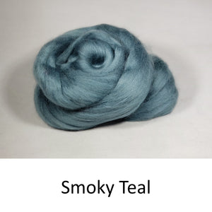 Wool top, Merino 21 micron, Colour: Smoky Teal