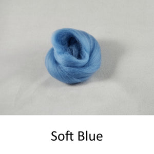 Wool top, Merino 21 micron, Colour: Soft Blue