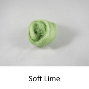 Wool top, Merino 21 micron, Colour: Soft Lime
