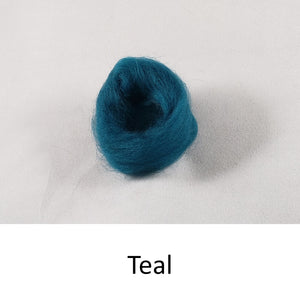 Wool top, Merino 21 micron, Colour: Teal